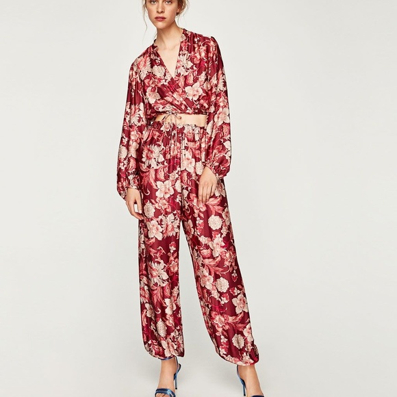 Zara Pants - Zara floral printed trousers with elastic hem